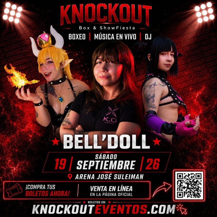 Cartel de Bell’Doll para KNOCKOUT Box & Show Fiesta