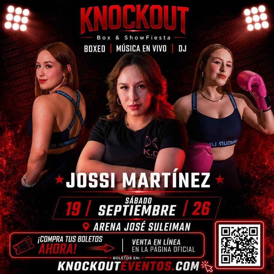 Cartel de Jossi Martínez para KNOCKOUT Box & Show Fiesta