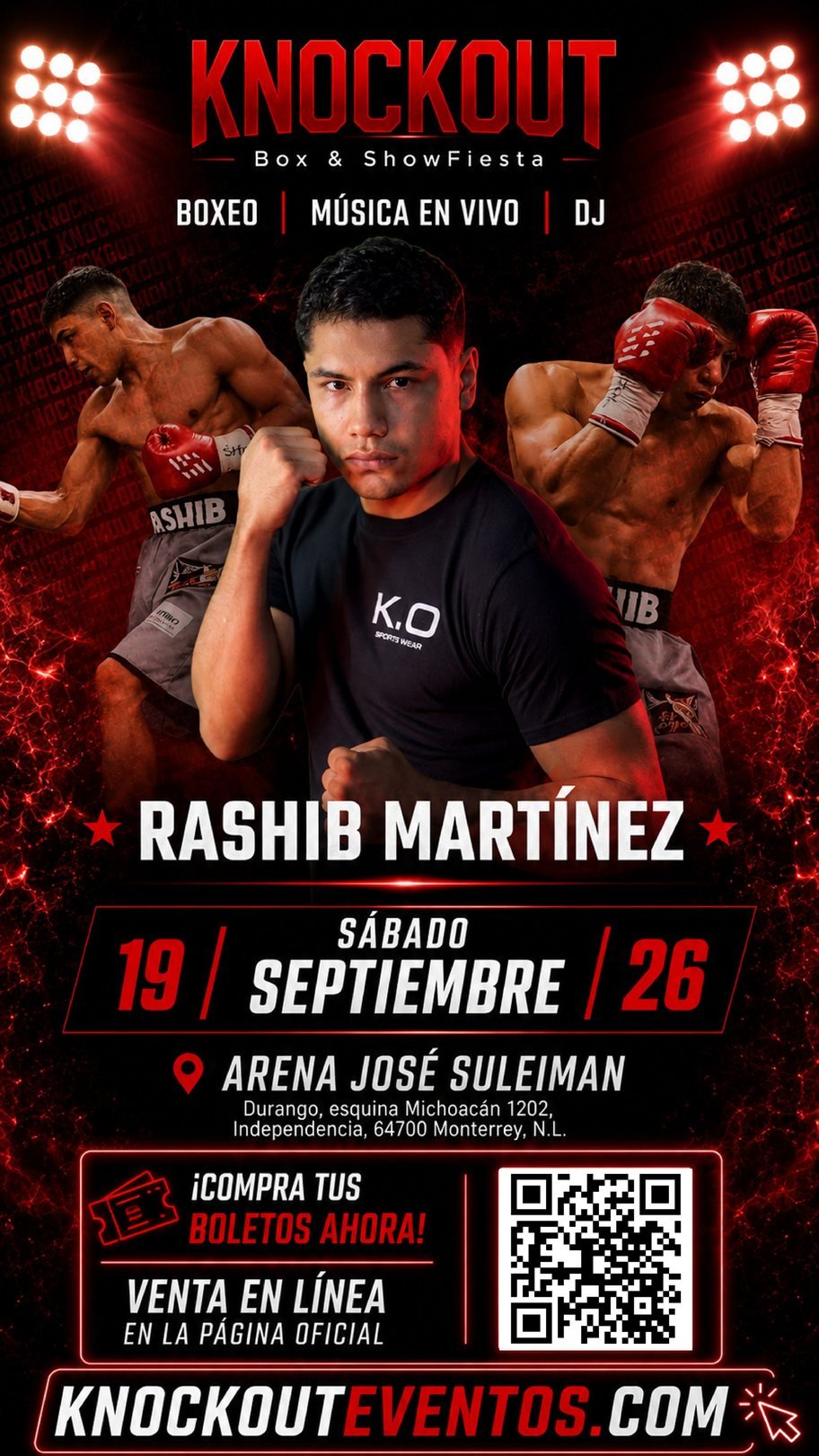 Cartel de Rashib Martínez para KNOCKOUT Box & Show Fiesta